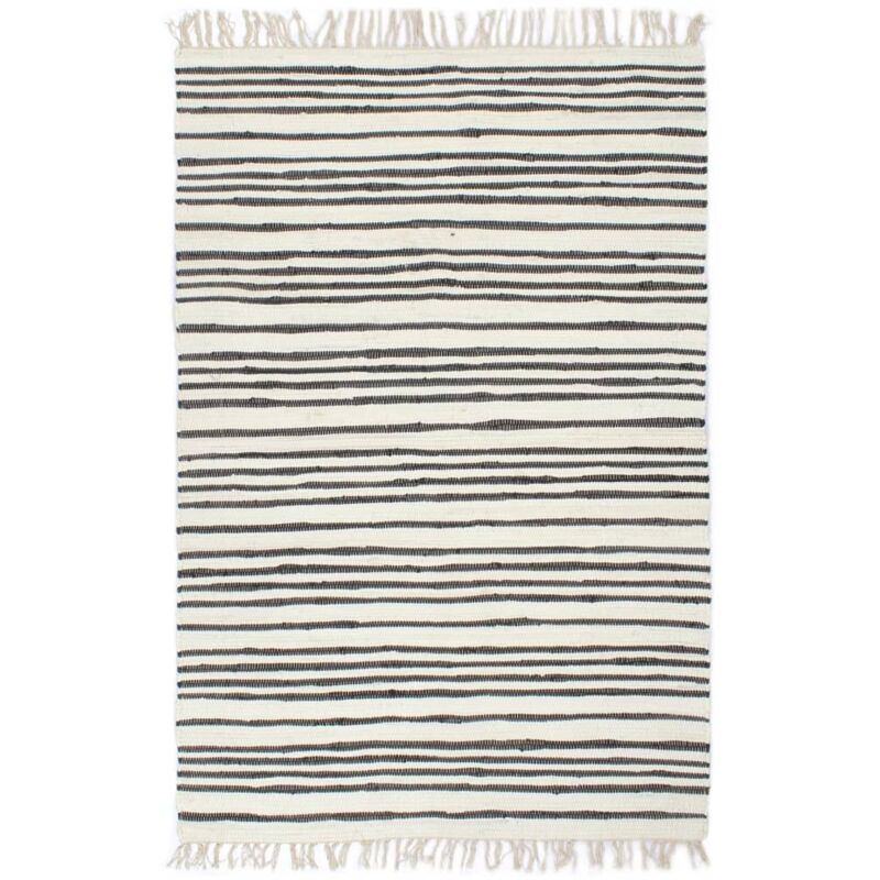 

Alfombra tejida a mano Chindi algodón antracita blanco 80x160cm - Blanco - Vidaxl