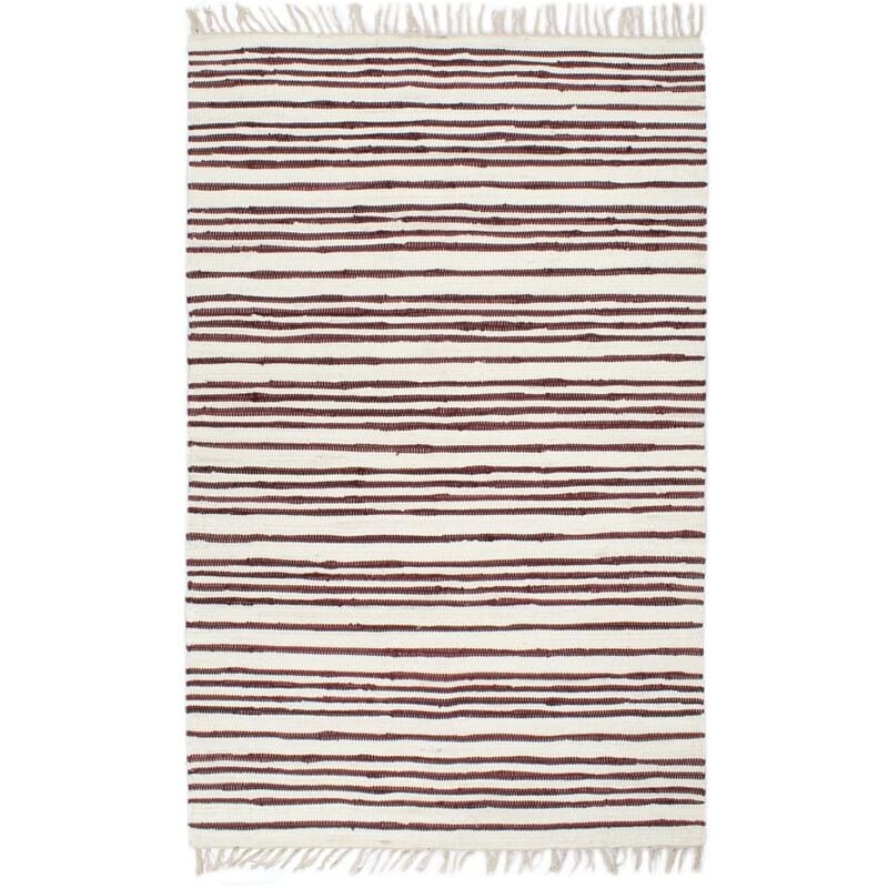 

Alfombra hecha a mano Chindi algodón 160x230cm borgoña y blanco - Blanco - Vidaxl