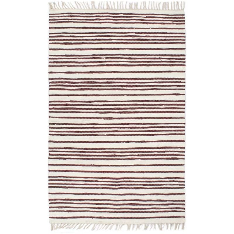 

vidaXL Alfombra hecha a mano Chindi algodón 200x290cm borgoña y blanco - Blanco