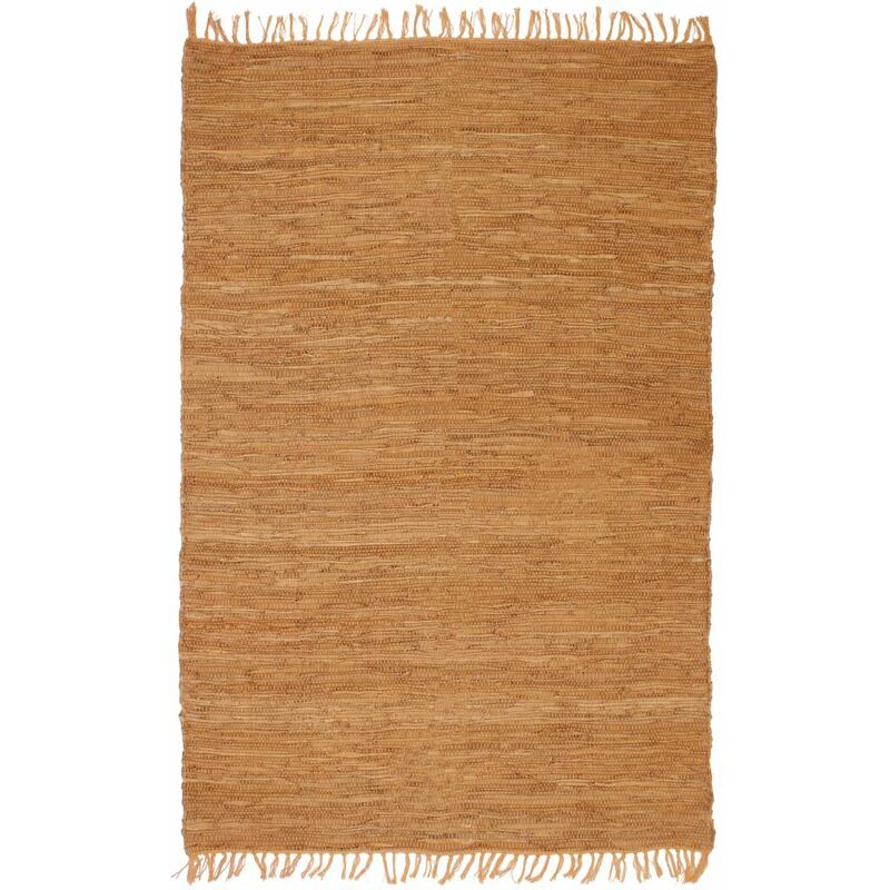 

Alfombra tejida a mano Chindi cuero 120x170 cm canela