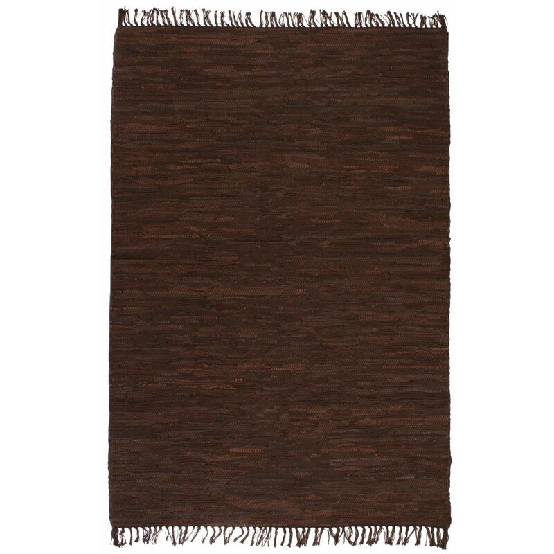 

Alfombra tejida a mano Chindi cuero 120x170 cm marrón