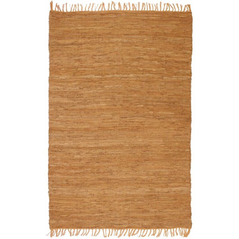 

Alfombra tejida a mano Chindi cuero 160x230 cm canela