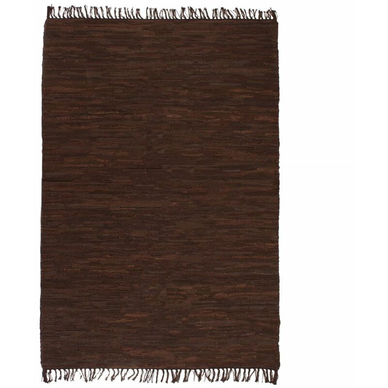 

Alfombra tejida a mano Chindi cuero 160x230 cm marrón
