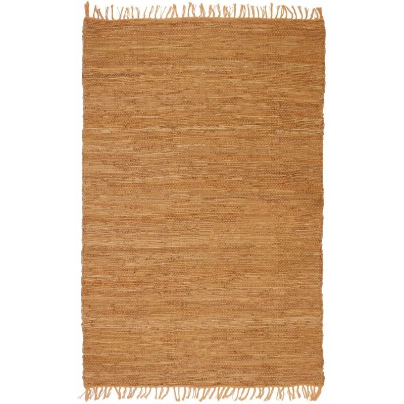 

Alfombra tejida a mano Chindi cuero 80x160 cm canela