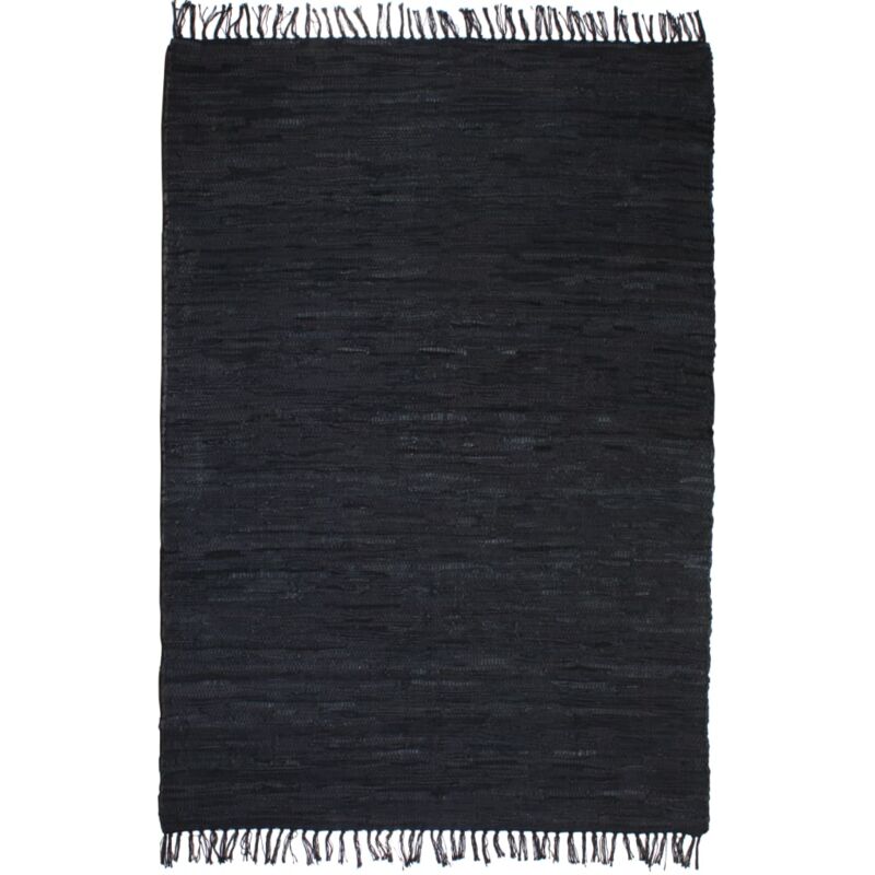 

vidaXL Alfombra Tejida a Mano Chindi Cuero 190x280 cm Negro - Negro