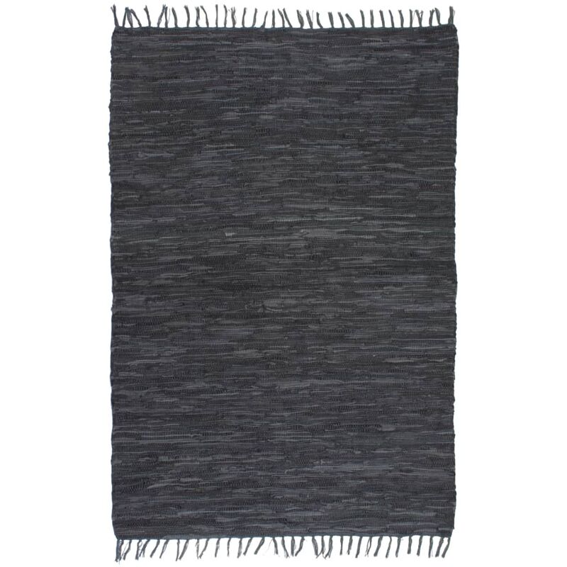 

vidaXL Alfombra Tejida a Mano Chindi Cuero 160x230 cm Gris - Gris