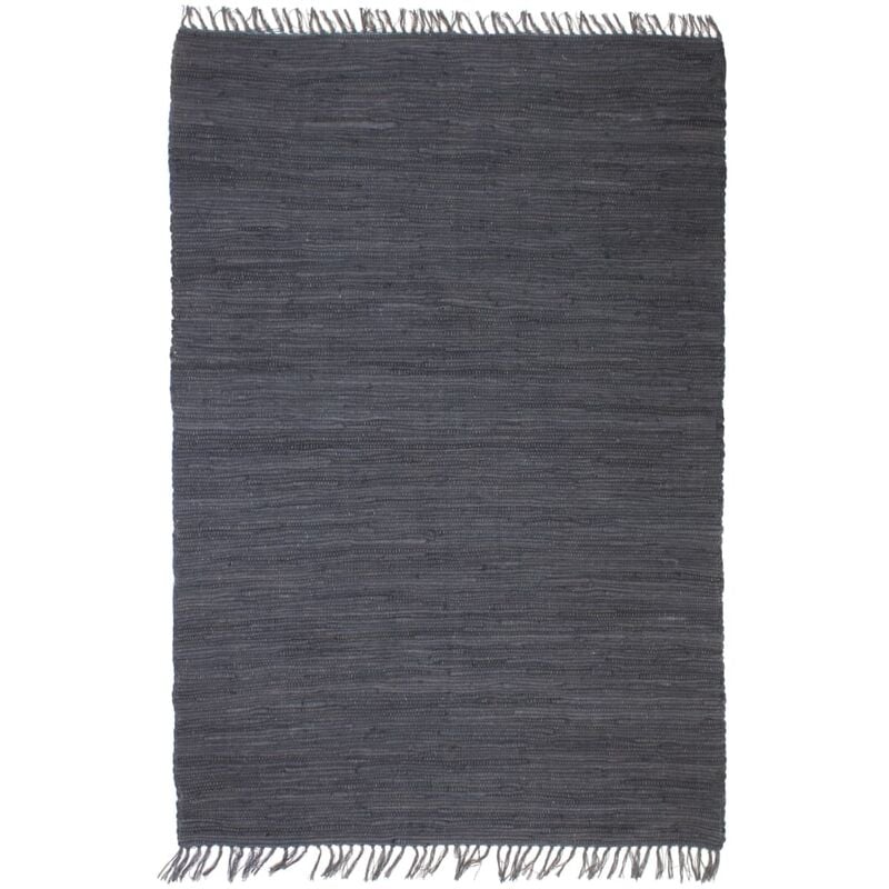 

Alfombra tejida a mano Chindi de algodón antracita 120x170 cm - Gris