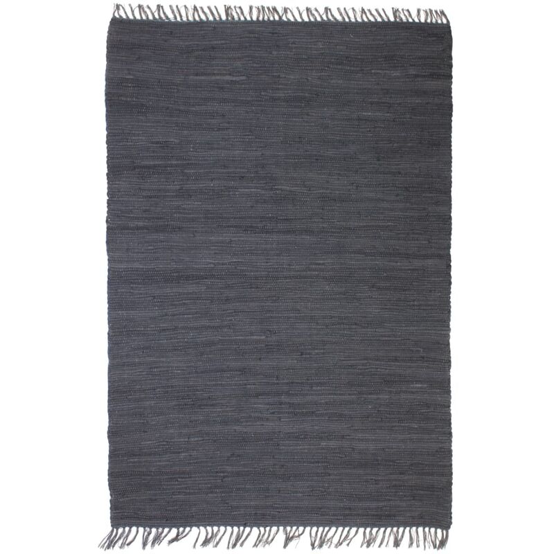 

Alfombra tejida a mano Chindi de algodón antracita 160x230 cm - Gris