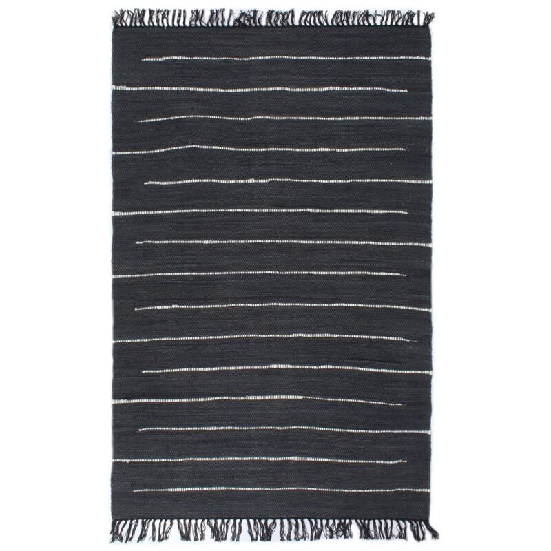 

Alfombra tejida a mano Chindi de algodón antracita 80x160 cm - Gris