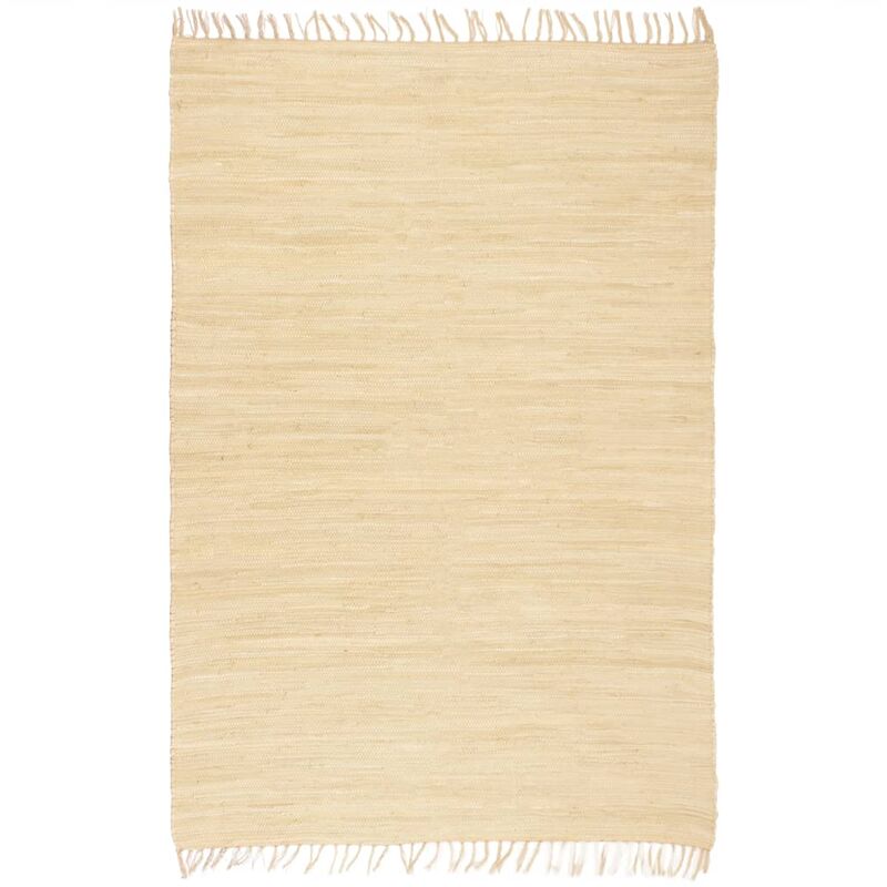 

Alfombra tejida a mano Chindi de algodón crema 80x160 cm - Crema