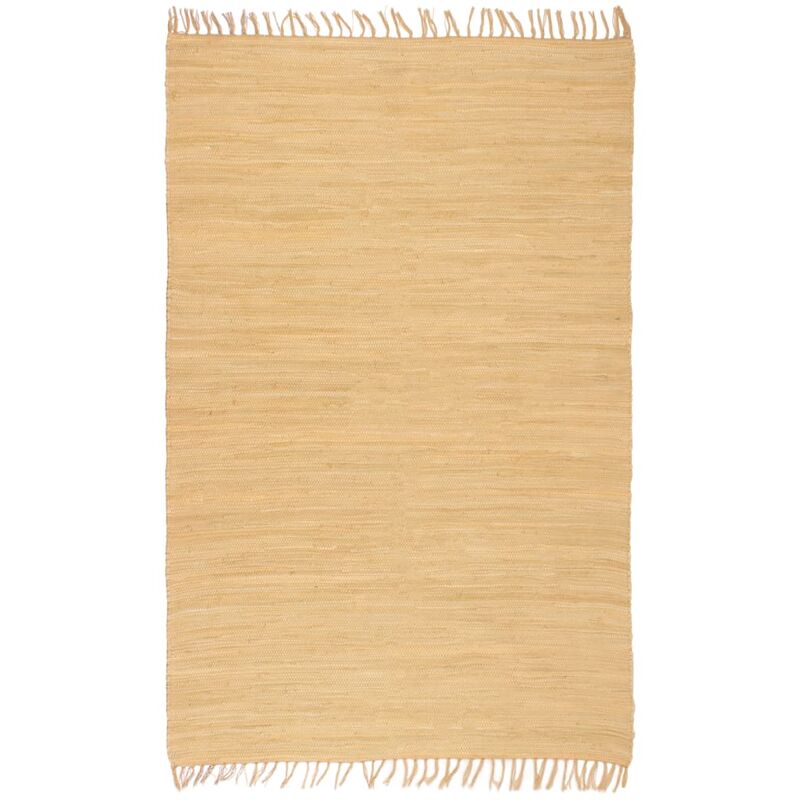

vidaXL Alfombra tejida a mano Chindi de algodón beige 200x290 cm - Beige