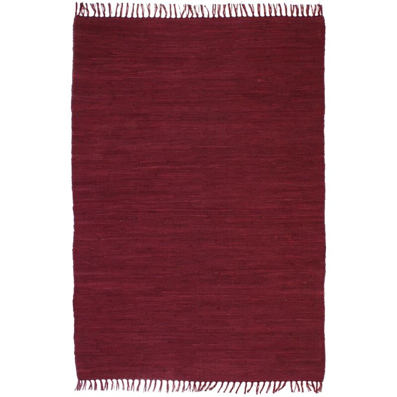 

Alfombra tejida a mano Chindi de algodón burdeos 80x160 cm - Rojo - Vidaxl