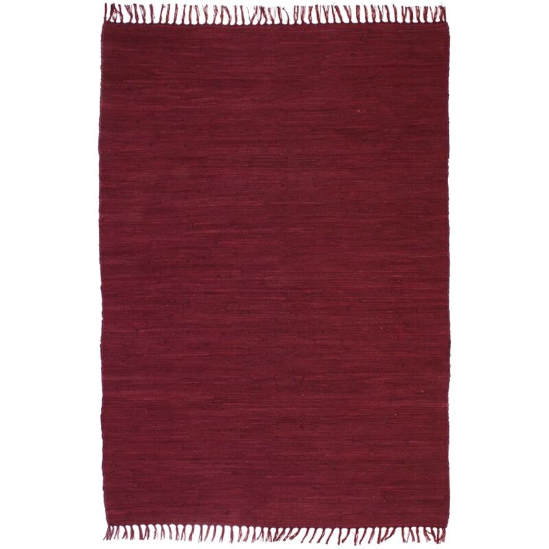 

vidaXL Alfombra tejida a mano Chindi de algodón burdeos 200x290 cm - Rojo