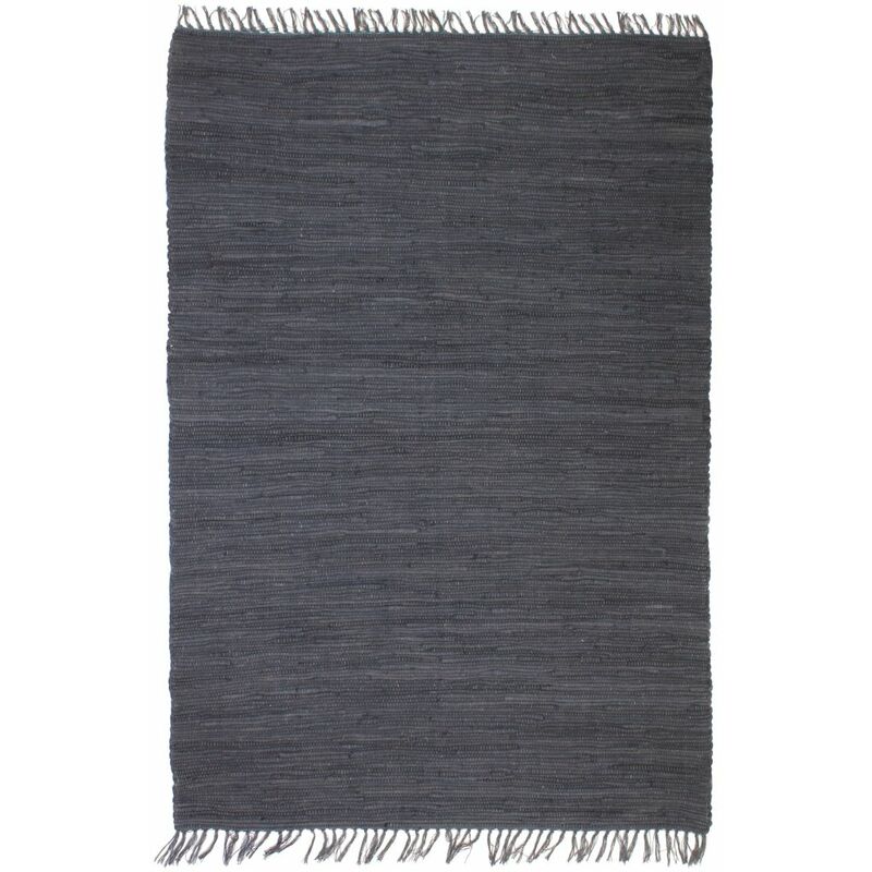 

Alfombra tejida a mano Chindi de algodon antracita 200x290 cm