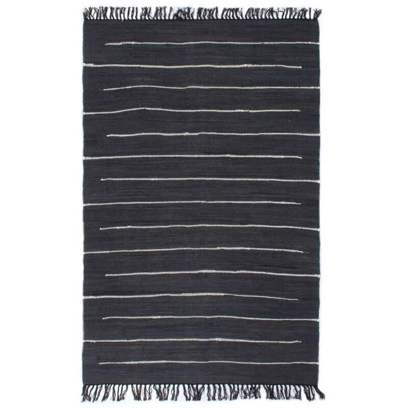 

Alfombra tejida a mano Chindi de algodón antracita 200x290 cm