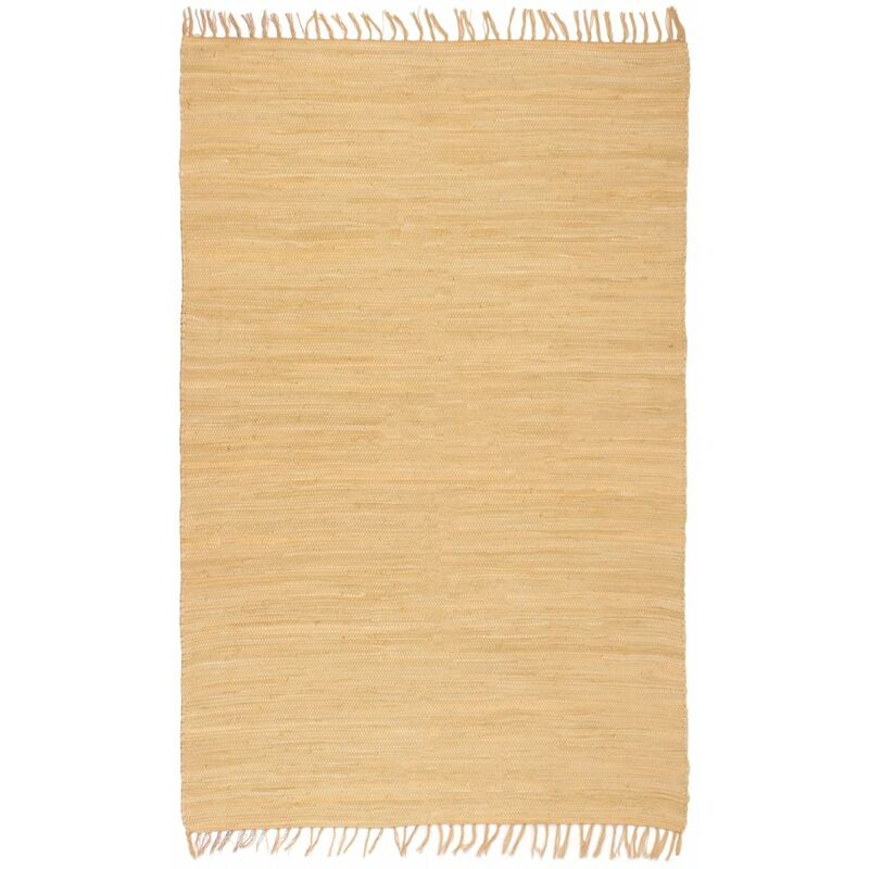

Alfombra tejida a mano Chindi de algodon beige 80x160 cm