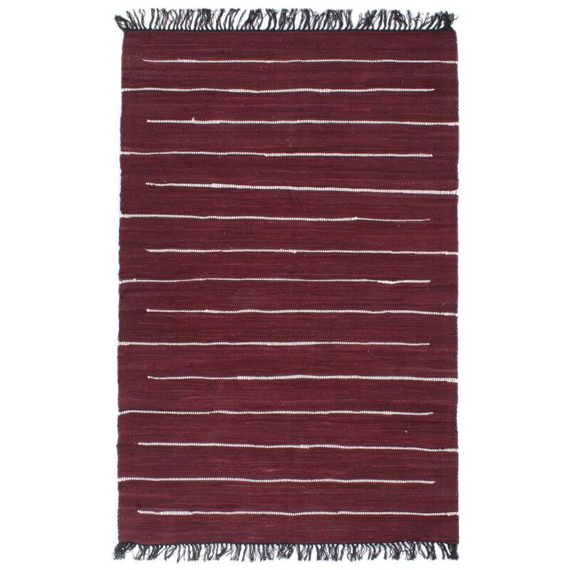 

Alfombra tejida a mano Chindi de algodón borgoña 200x290 cm