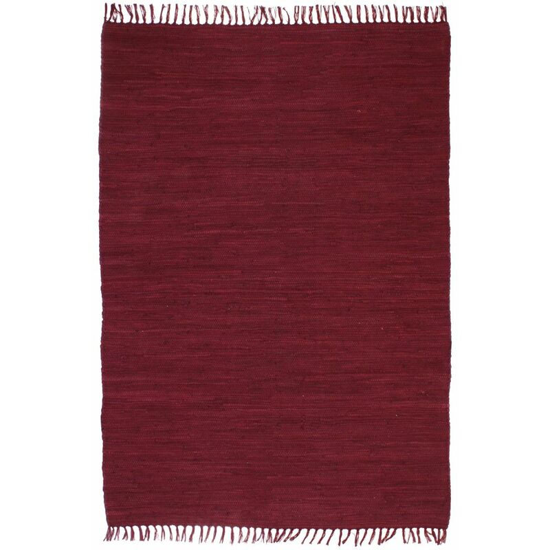 

Alfombra tejida a mano Chindi de algodón burdeos 120x170 cm