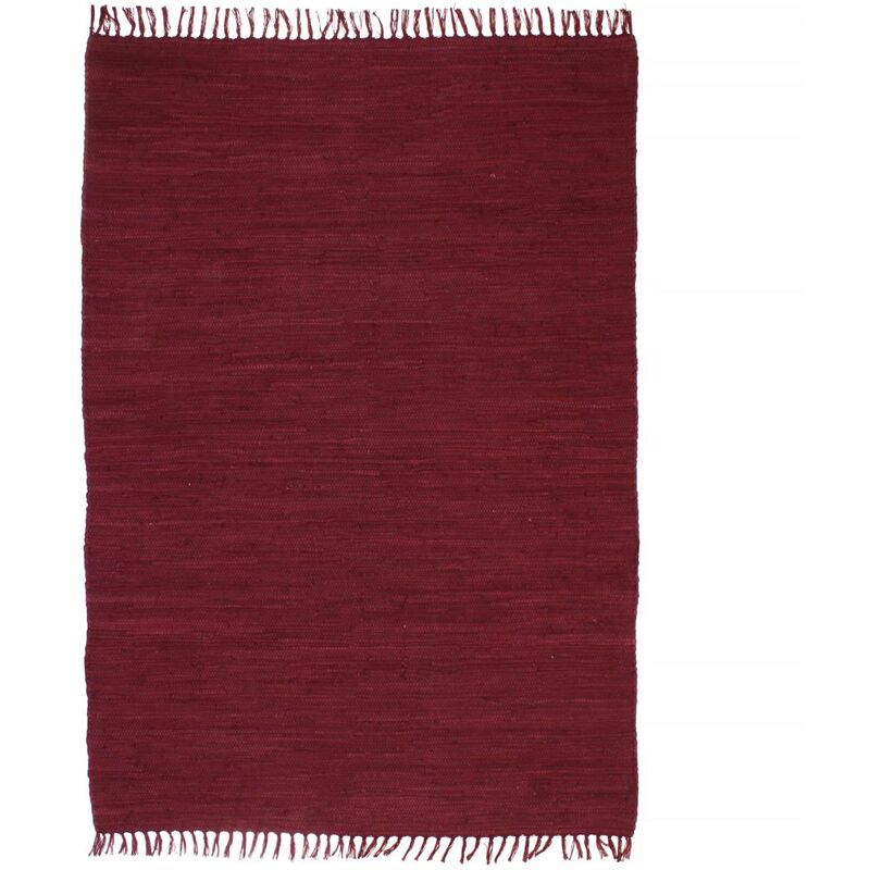 

Alfombra tejida a mano Chindi de algodon burdeos 160x230 cm