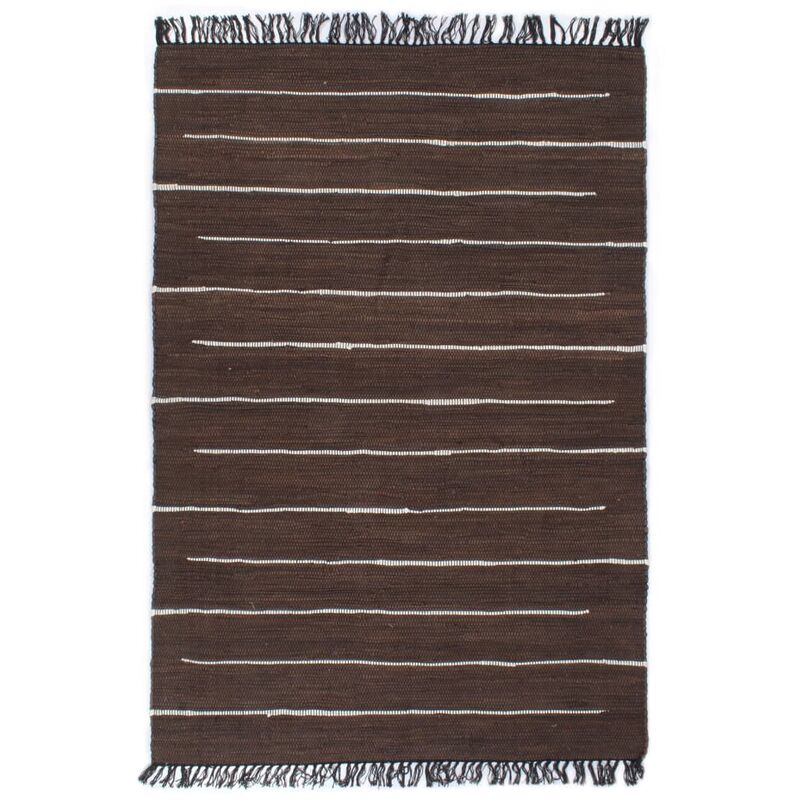 

Alfombra tejida a mano Chindi de algodón marrón 120x170 cm