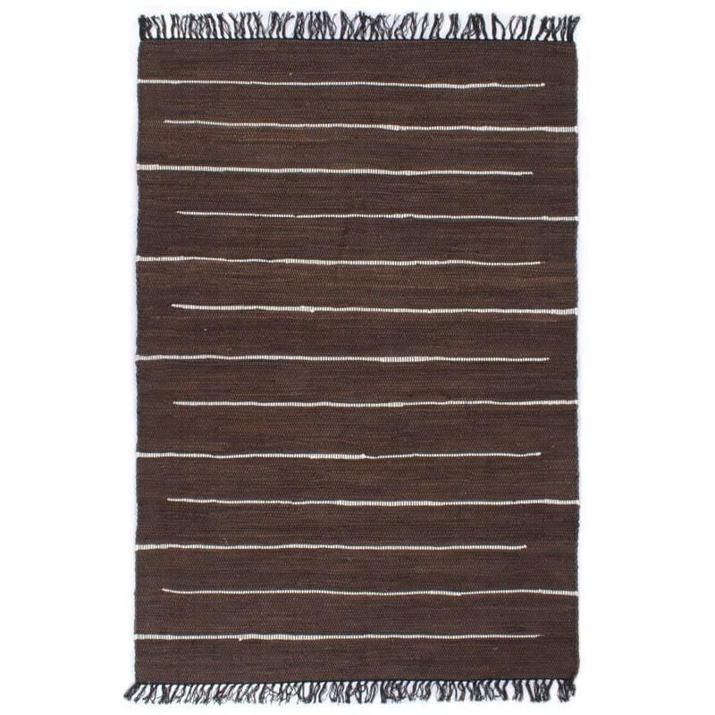 

Alfombra tejida a mano Chindi de algodón marrón 160x230 cm
