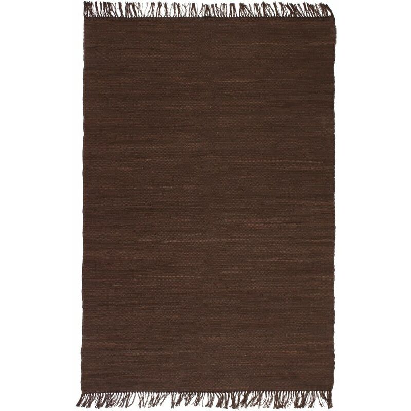 

Alfombra tejida a mano Chindi de algodon marron 80x160 cm