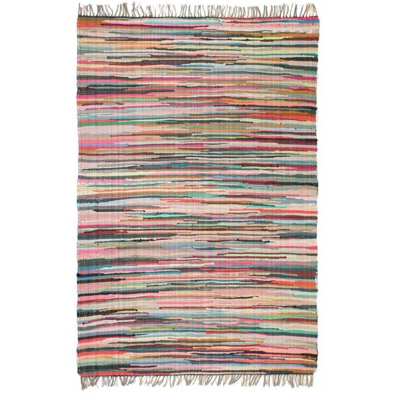 

Alfombra tejida a mano Chindi de algodón multicolor 120x170 cm