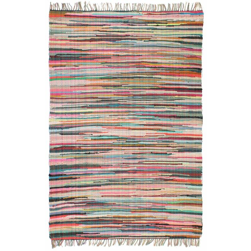 

Alfombra tejida a mano Chindi de algodon multicolor 80x160 cm
