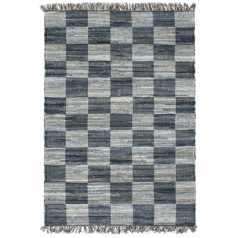 

Alfombra tejida a mano Chindi tela vaquera azul 200x290 cm
