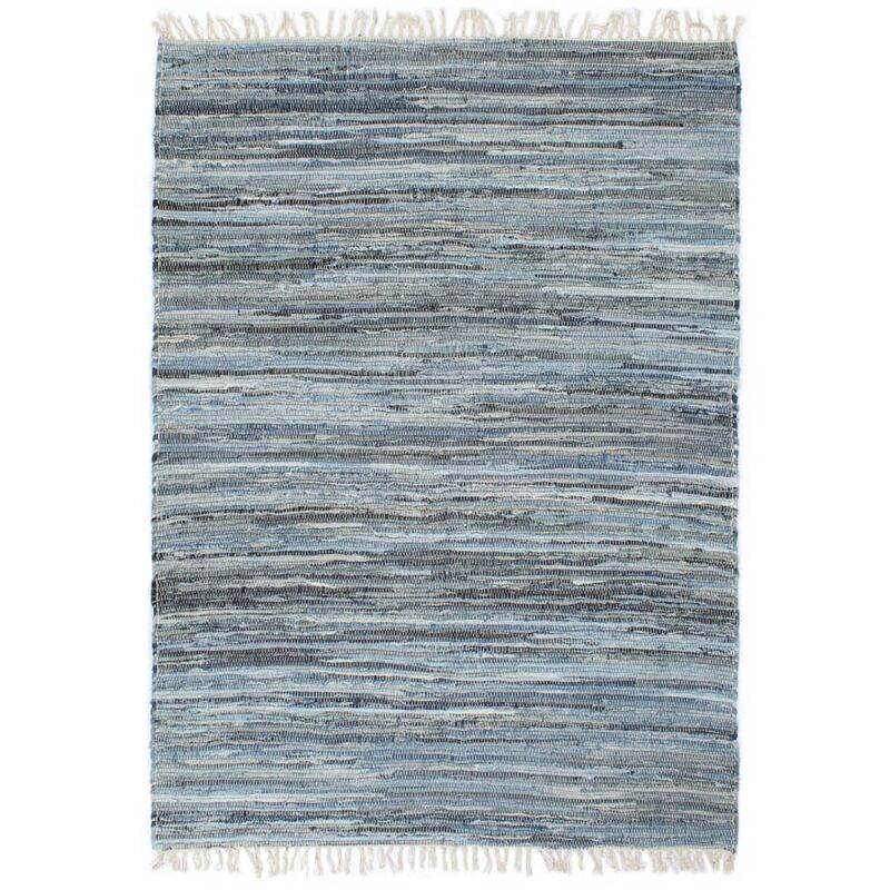 

Alfombra tejida a mano Chindi tela vaquera azul 200x290 cm