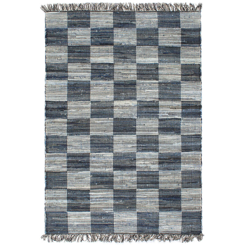 

Alfombra tejida a mano Chindi tela vaquera azul 80x160 cm