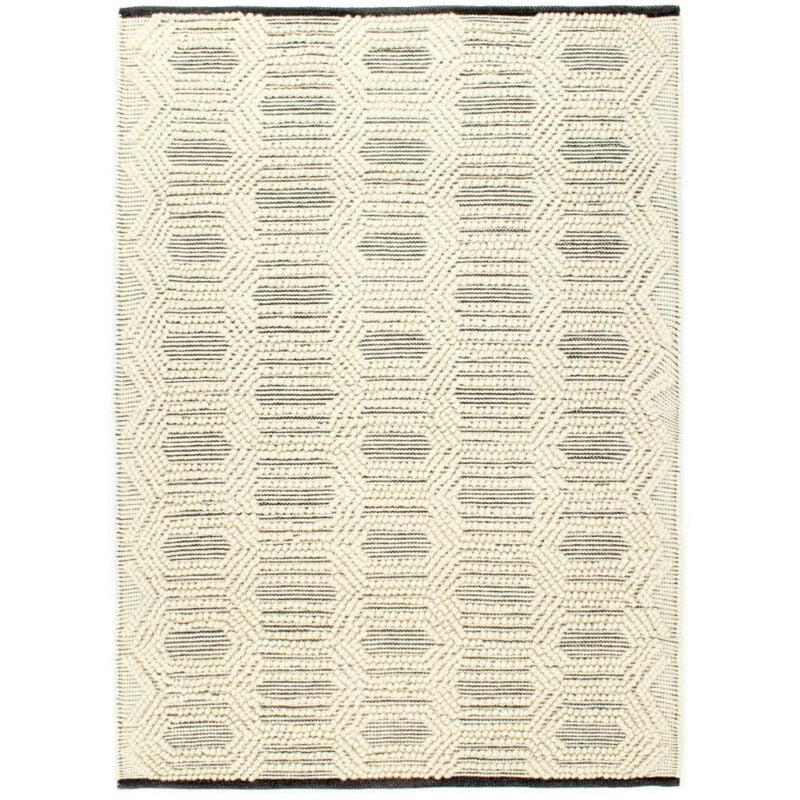 

vidaXL Alfombra tejida a mano de lana blanco/negro 160x230 cm - Blanco