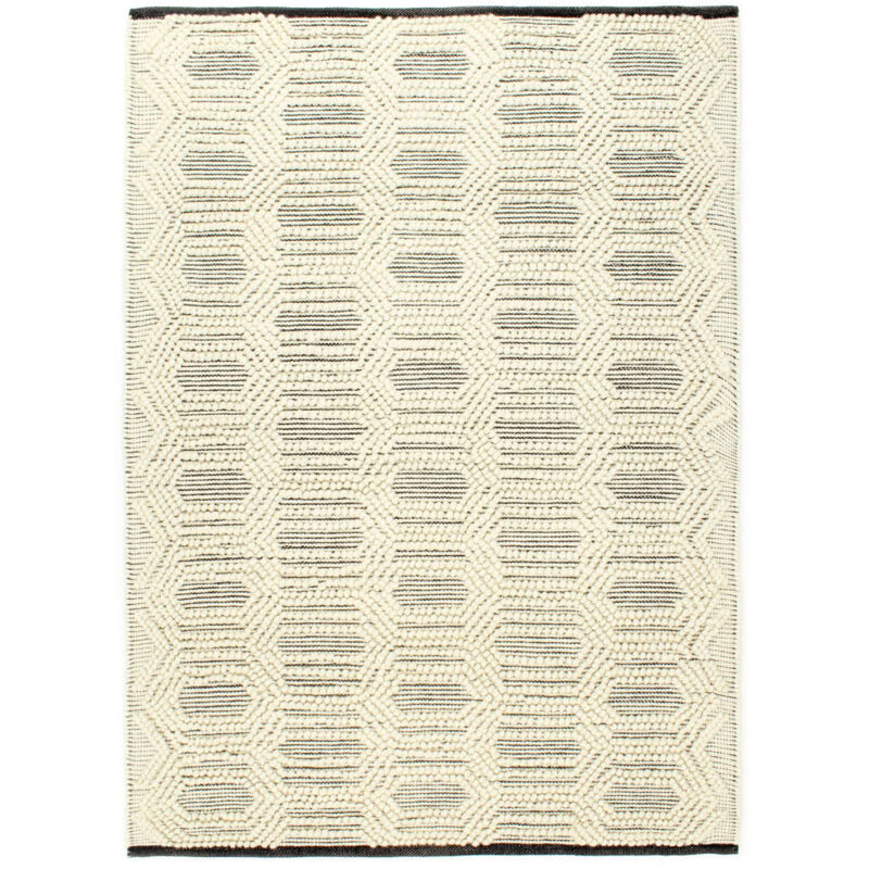 

vidaXL Alfombra tejida a mano de lana blanco/negro 80x150 cm - Blanco
