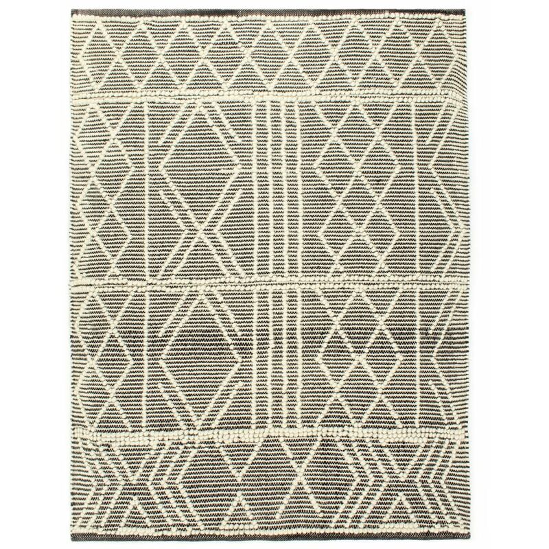 

vidaXL Alfombra tejida a mano de lana negro/blanco 140x200 cm - Negro
