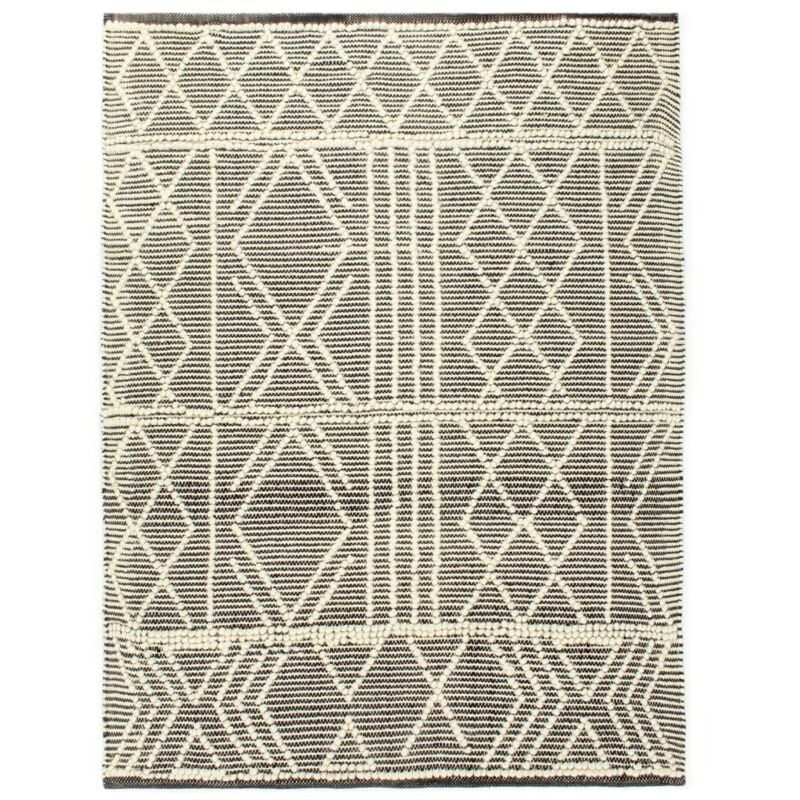 

vidaXL Alfombra tejida a mano de lana negro/blanco 160x230 cm - Negro