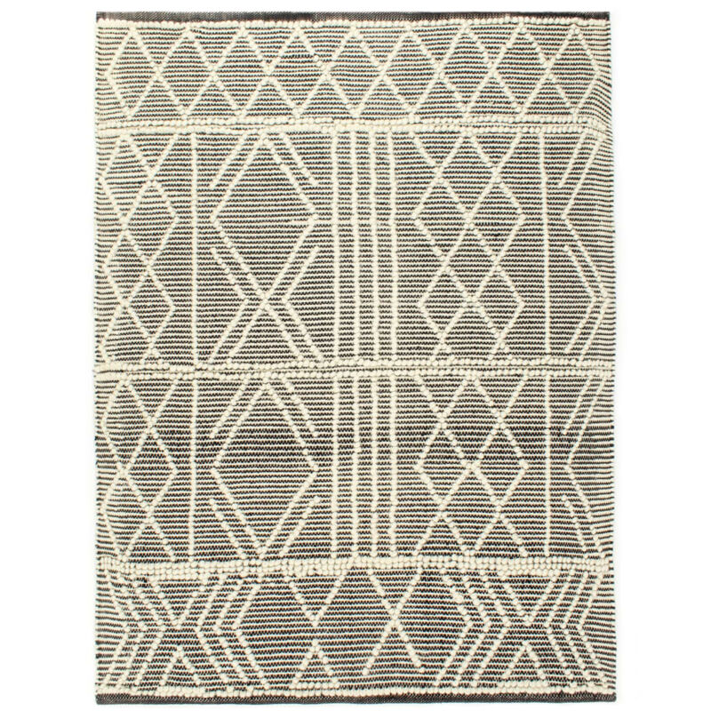 

vidaXL Alfombra tejida a mano de lana negro/blanco 80x150 cm - Negro