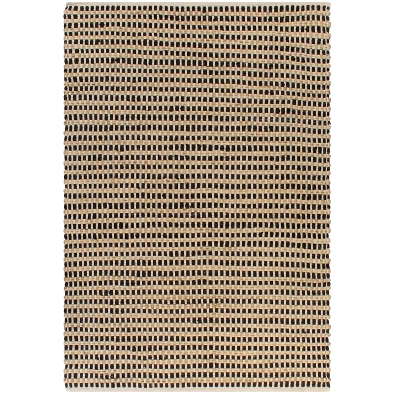 

vidaXL Alfombra yute y tela tejida a mano 120x180 cm natural y negra - Negro