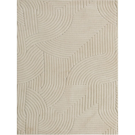 Alfombra tejida a máquina, de 15 mm de grosor, color blanco roto, antideslizante, suave para la sala de estar y el dormitorio, fácil de cuidar y estéticamente agradable.