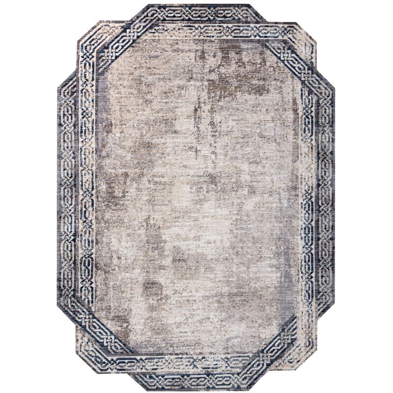 

Rugsx - Alfombra TINE 75425A Marco vintage - moderno, forma irregular gris / azul oscuro Tonos de gris y plata 195x290 cm