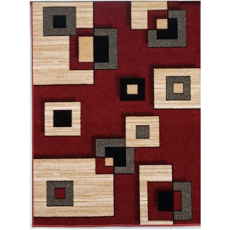 

ALFOMBRA TRENDY GEOMETRIC Moderna para salón o Habitación ROJA 67X125 cm. Matris