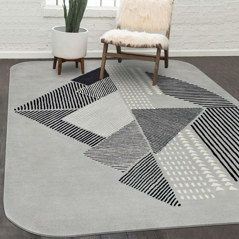 

Salon Rug Deco Style Grey Wool - Gris