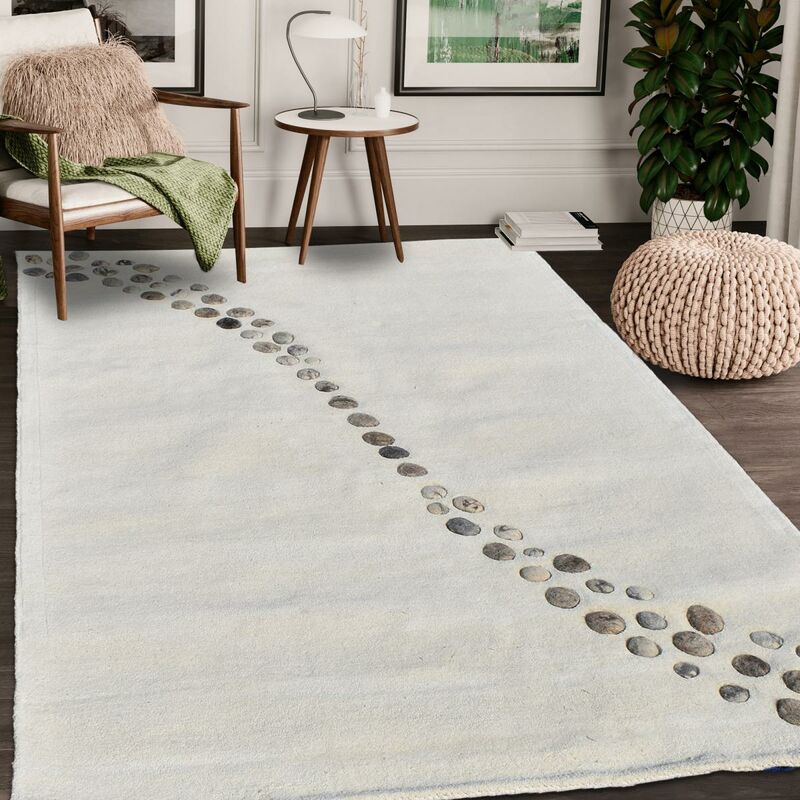 

Alfombra moderna nostral en lana beige - Beige