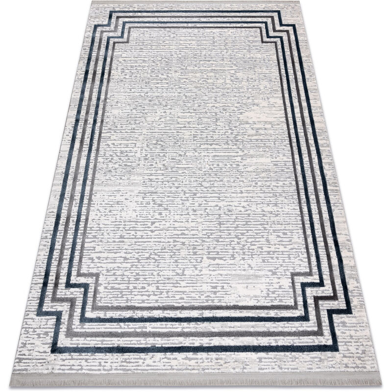 

Alfombra TULS estructural, franjas 51242 Marco marfil / azul Tonos de gris y plata 120x170 cm