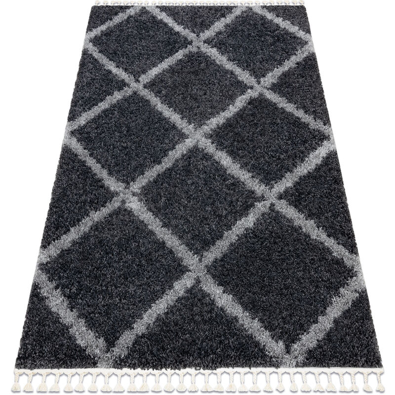 

Rugsx - Alfombra UNION 3482 conducción gris Franjas Bereber Marroquí Shaggy Tonos de gris y plata 80x150 cm