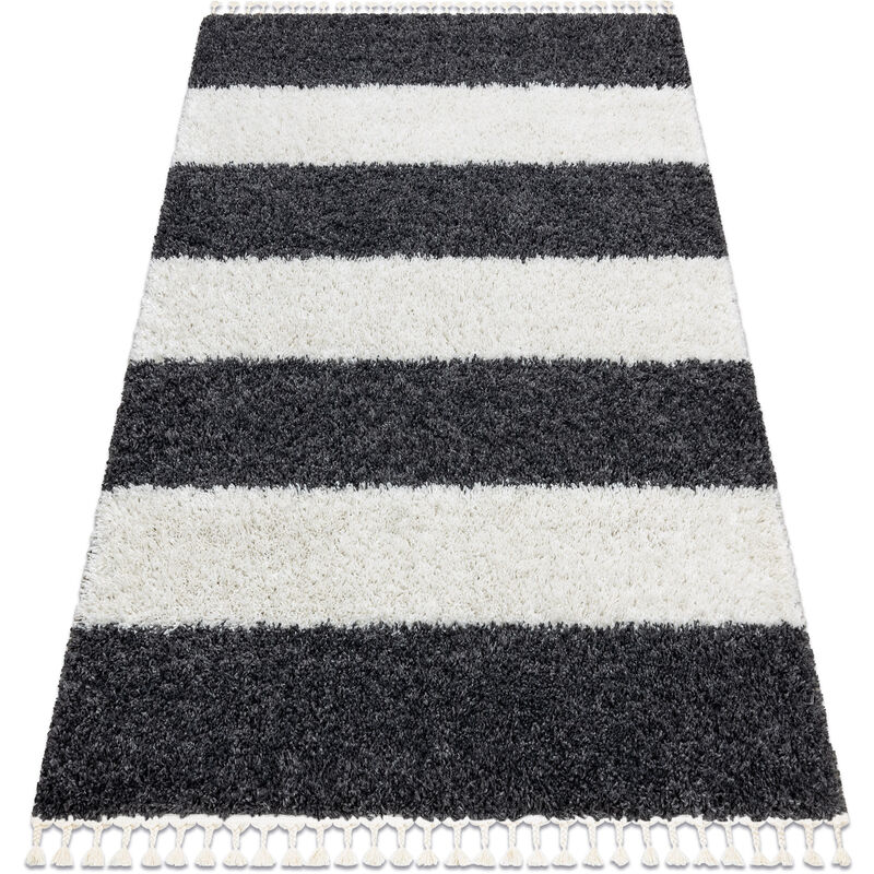 

Rugsx - Alfombra UNION 4079 Rayas gris / crema Franjas Bereber Marroquí Shaggy Tonos de gris y plata 80x150 cm