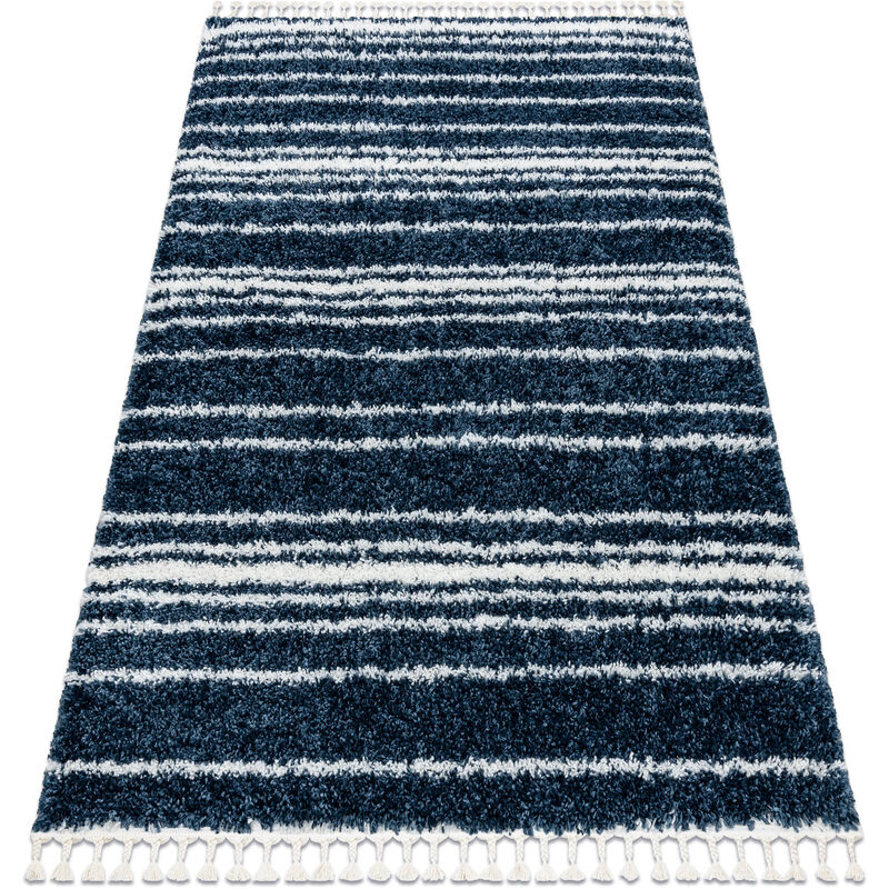 

Rugsx - Alfombra UNION 4080 Rayas azul / crema Franjas Bereber Marroquí Shaggy Tonos de azul 200x290 cm