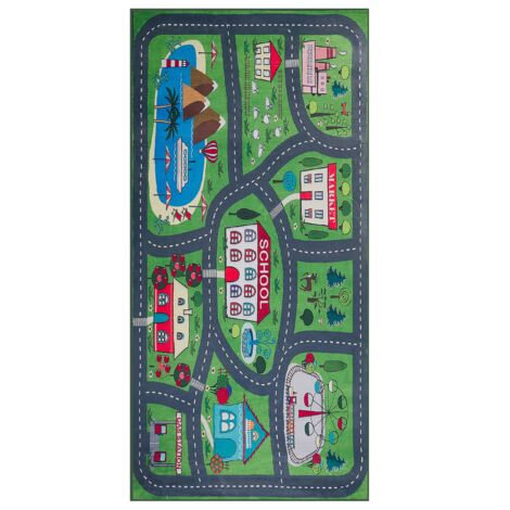 Alfombra verde de poliéster mapa de carreteras de la ciudad 80 x 150 cm alfombrilla de juego Tutak