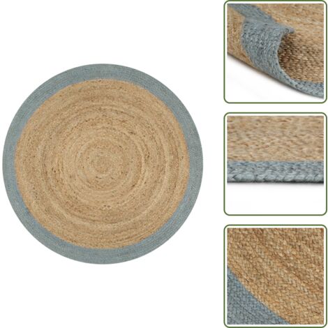 Alfombra verde oliva - vidaXL Alfombra hecha a mano de yute con borde verde oliva 150 cm - Alfombra artesanal