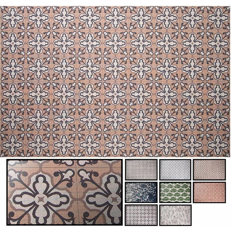 

Alfombra Vinilica Trenzada Ghana 120X180Cm Flor Rosa Para Interior O Exterior, Alfombra Vinilica Para Cocina, Salón, Despacho, Terrazas..