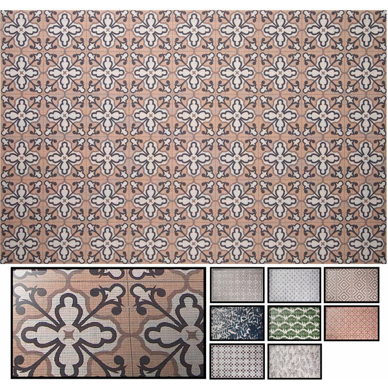 

Alfombra Vinilica Trenzada Ghana 80X140Cm Flor Rosa Para Interior O Exterior, Alfombra Vinilica Para Cocina, Salón, Despacho, Terrazas..